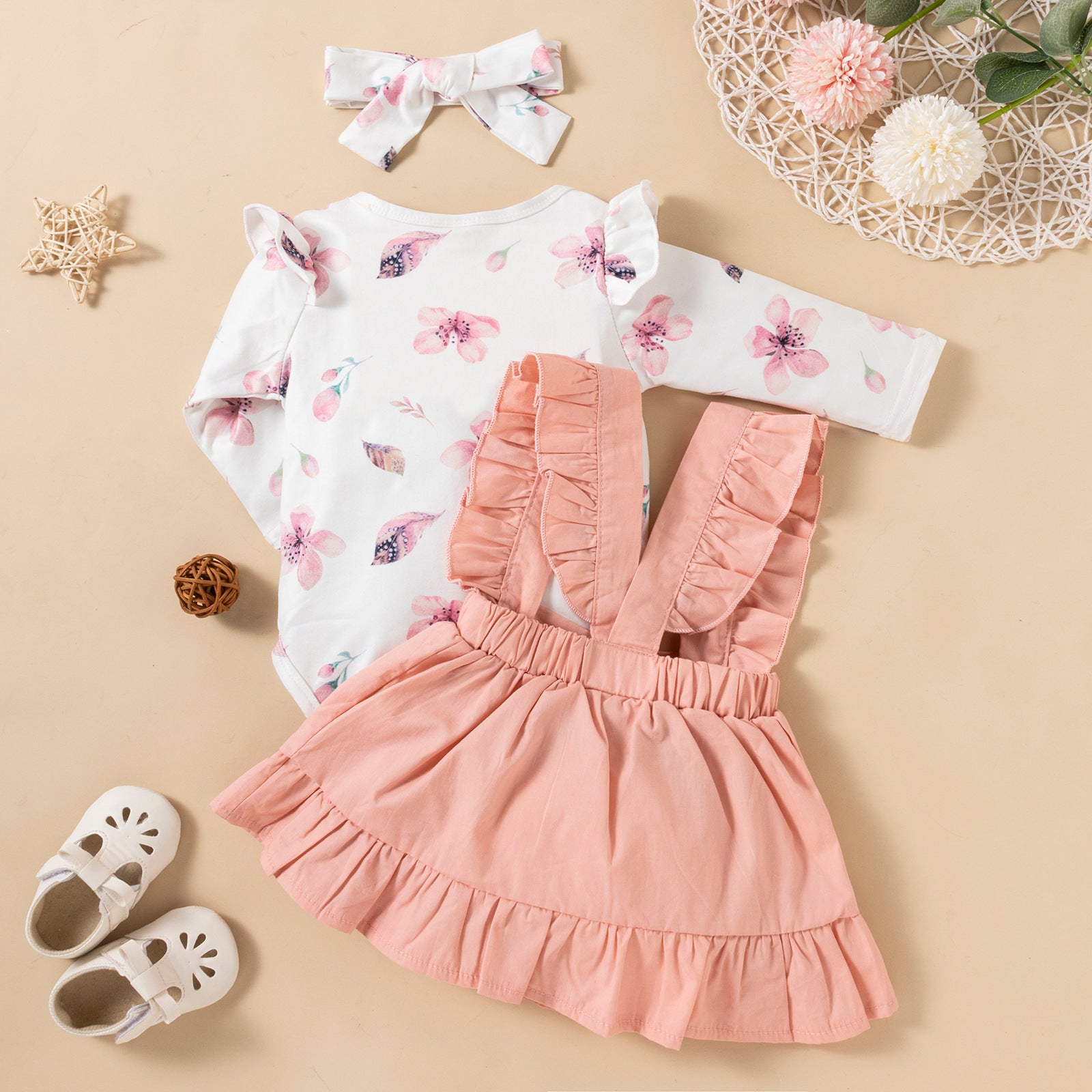 Ruffle Romper & Headband Set (3pcs)