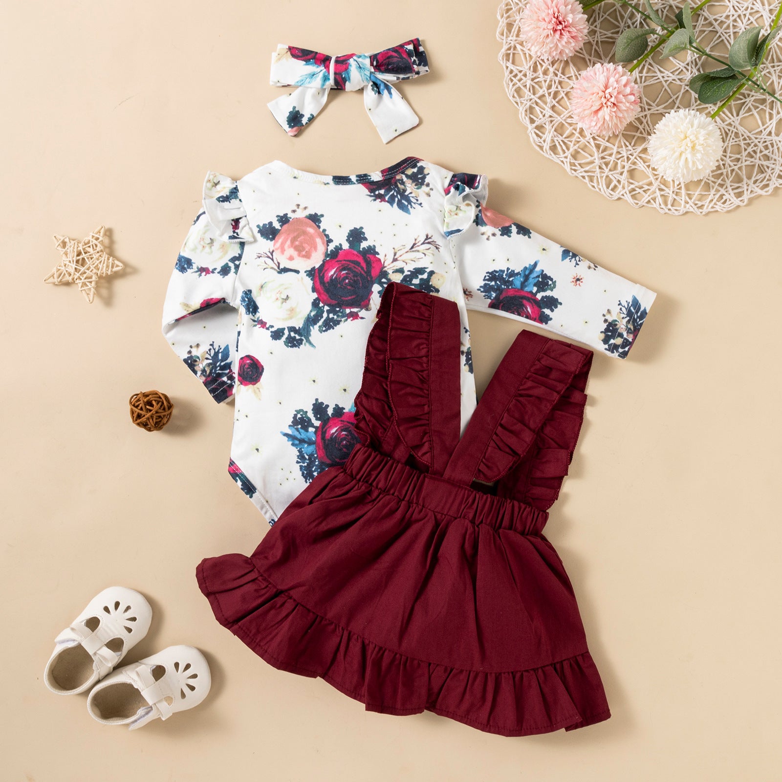 Ruffle Romper & Headband Set (3pcs)